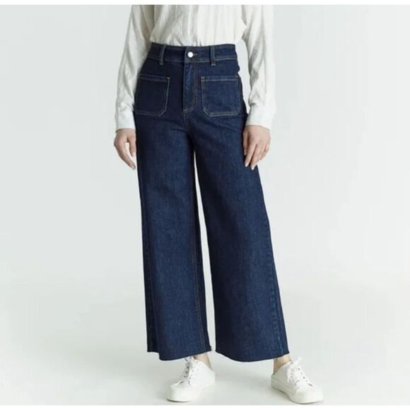 Oats New York wide leg size 12/31 luxe normcore raw hem jeans - Picture 2 of 5